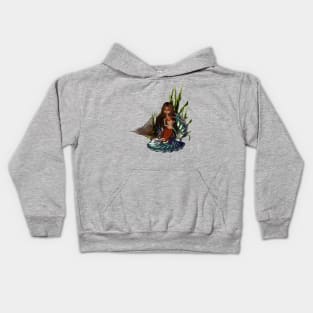 Cute mermaid in the deep ocean Kids Hoodie